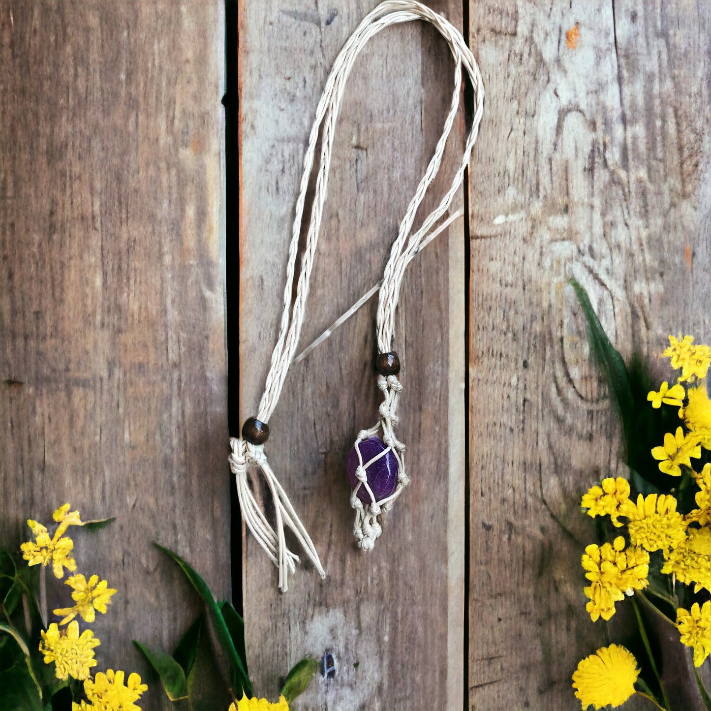 Macrame Necklace ~ Purple Onyx ~ Vitality