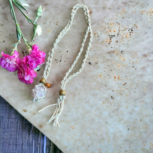 Macrame Necklace ~ Rose Quartz ~ Love