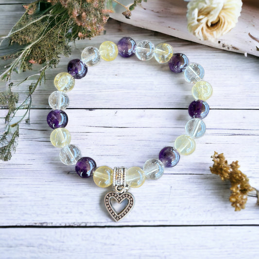 Clear Quartz, Citrine & Amethyst Healing Bracelet ~ MAGICAL VIBES