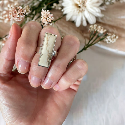 Sam ~ White Howlite Silver Ring