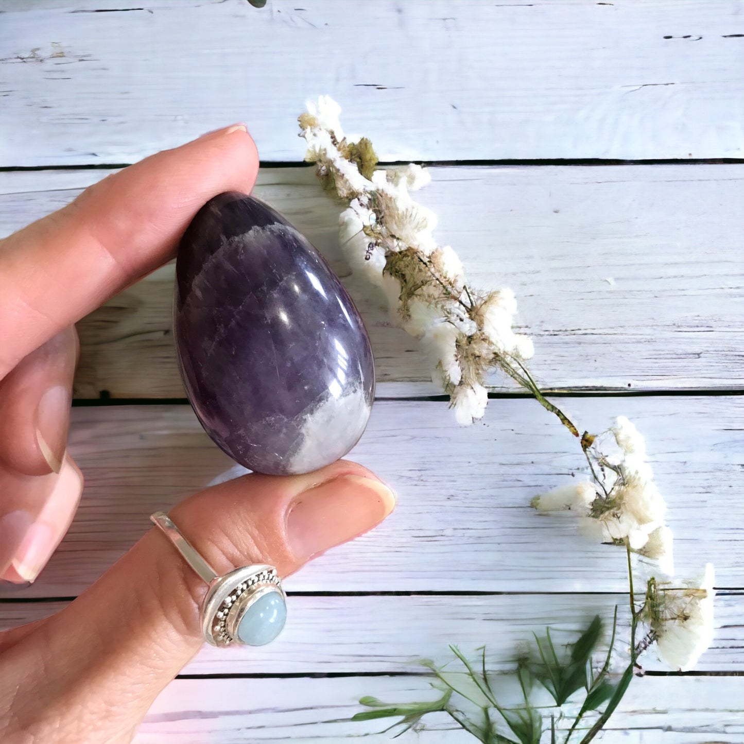 INTUITIVELY CHOSEN ~ Medium African Amethyst Egg Includes Hematite Ring