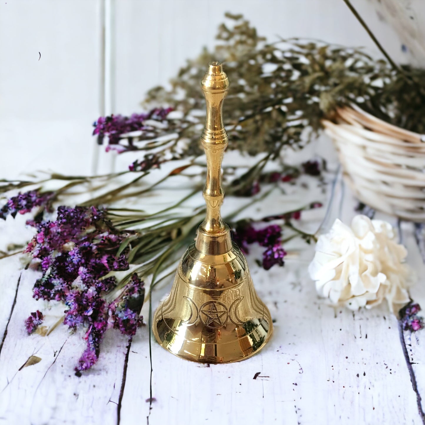 Altar Brass Bell ~ Triple Moon