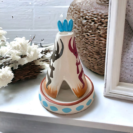 Handmade Clay Incense/Cone Burner ~ Teepee Kokopelli