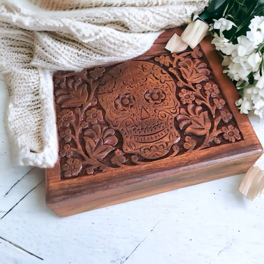 Wooden Trinket Box ~ Mexican Sugar Skull