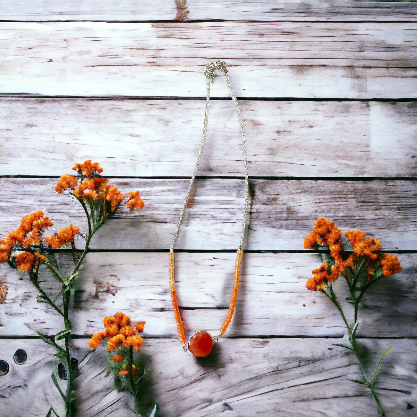 Carnelian Abundance ~ Silver Necklace