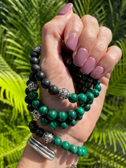 Shungite & Malachite Healing Bracelet ~ FOREST FAE