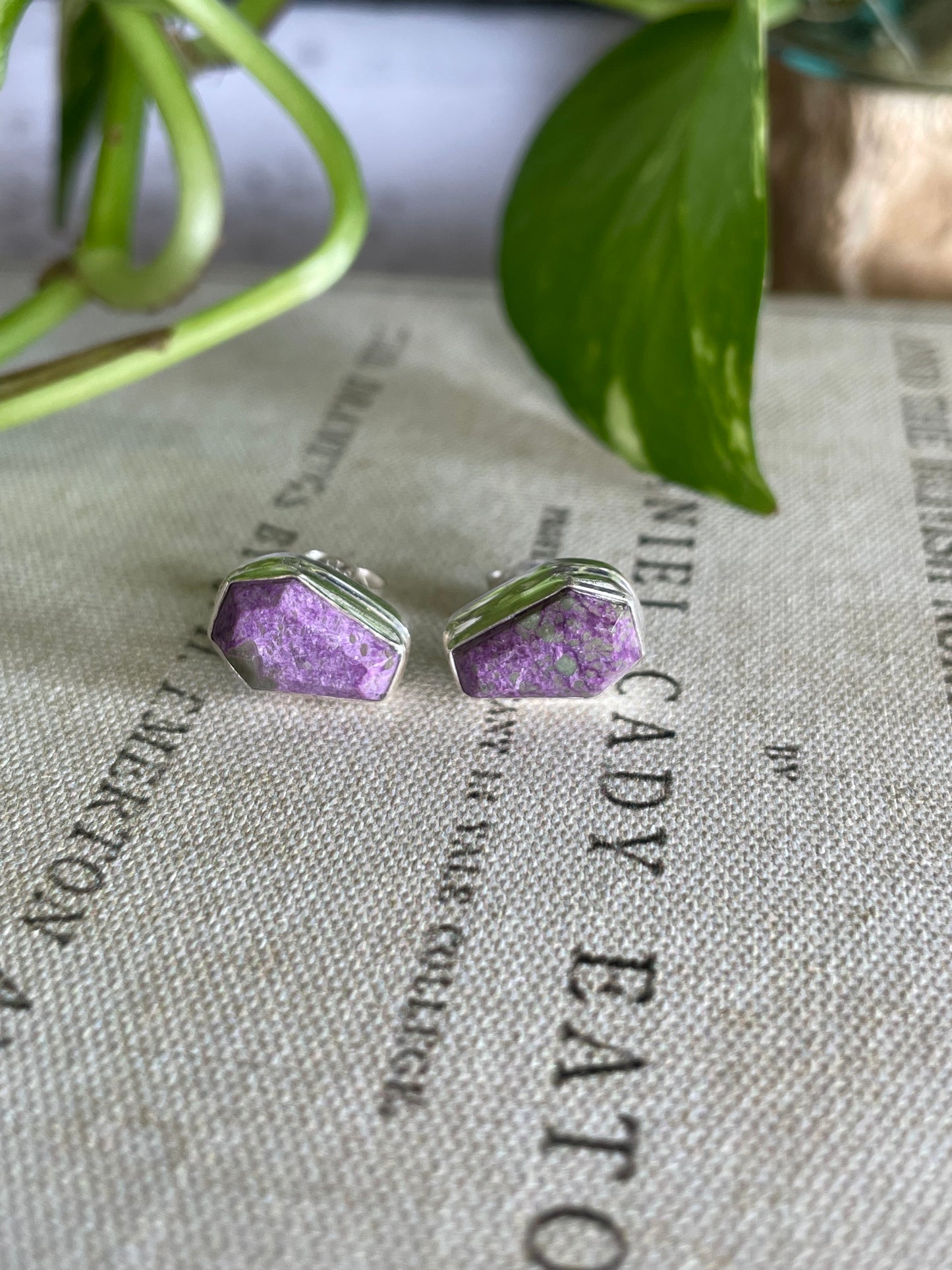 Purple Stichtite Silver Studs ~ Goddess