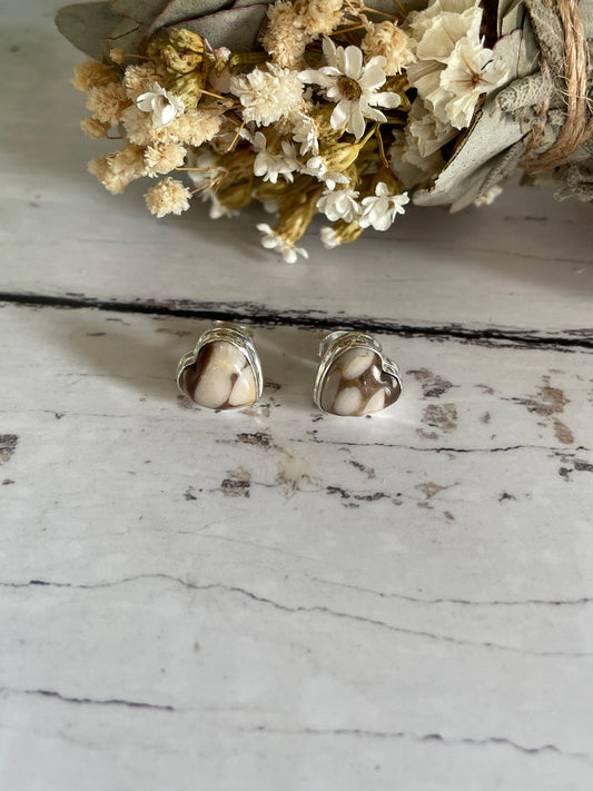 Petrified Wood Silver Studs ~ Nurture