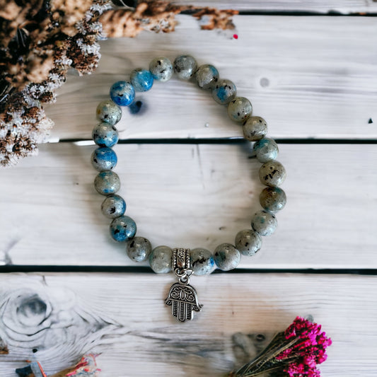 K2 Jasper ENLIGHTENMENT Healing Bracelet with Hamsa Hand