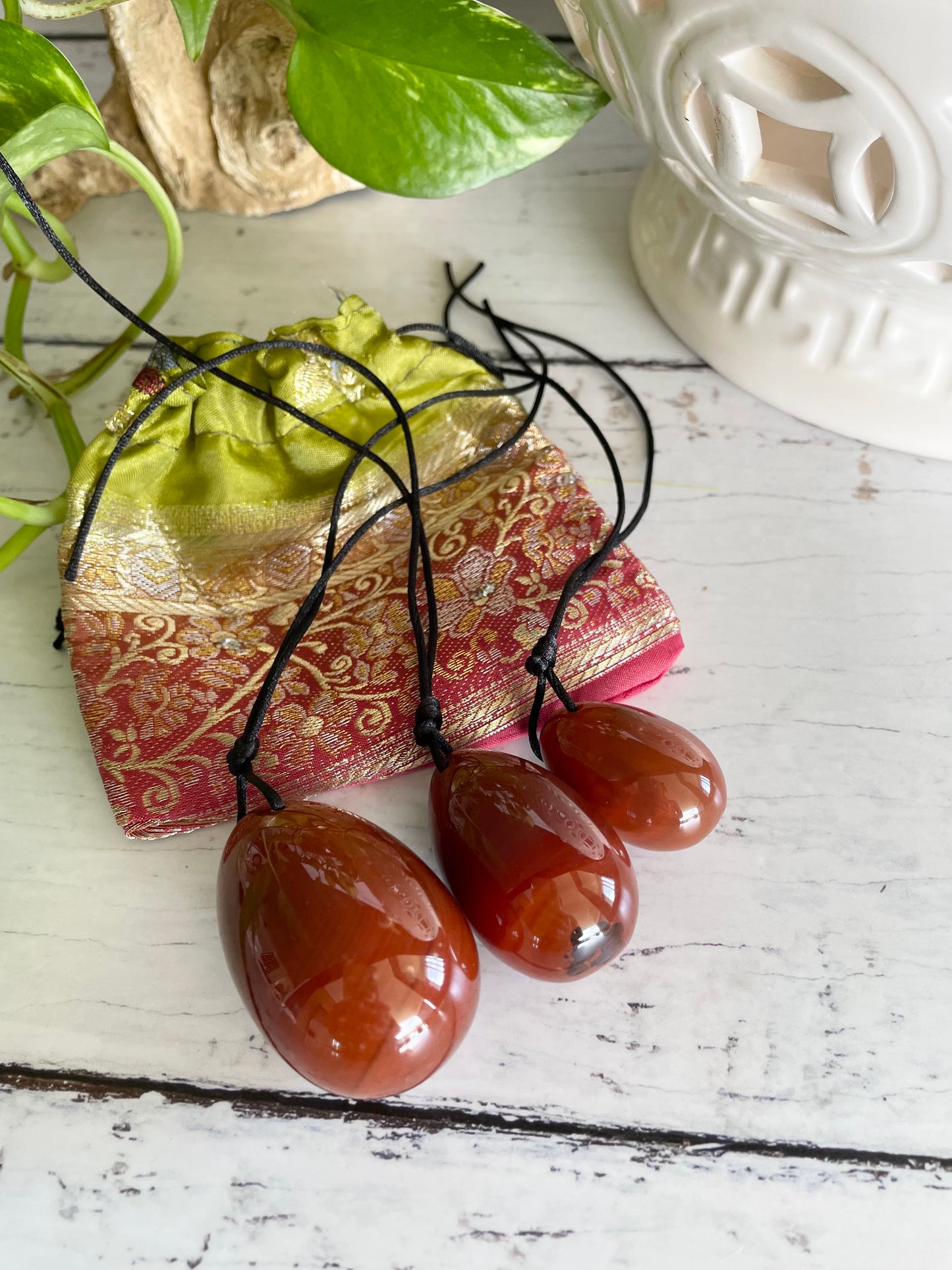 Yoni Eggs ~ Carnelian Set of 3 with Sari pouch