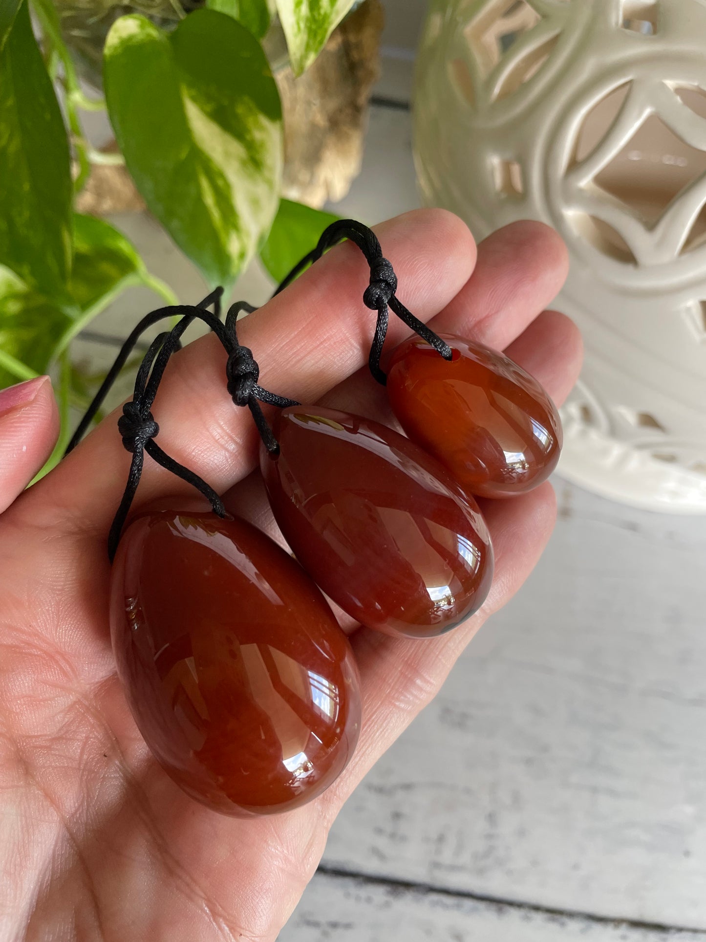 Yoni Eggs ~ Carnelian Set of 3 with Sari pouch