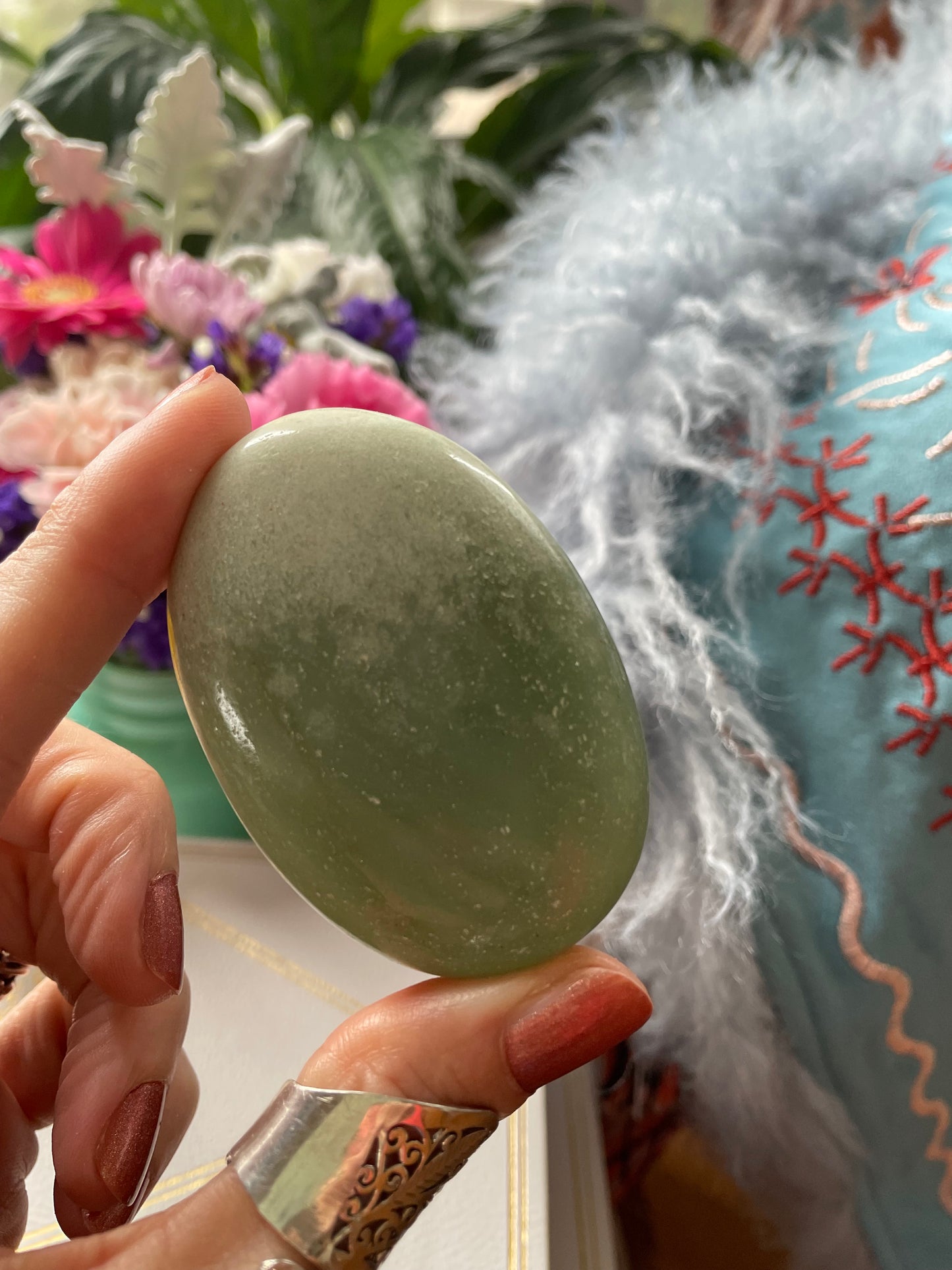 Green Aventurine Pillow Palm Stone