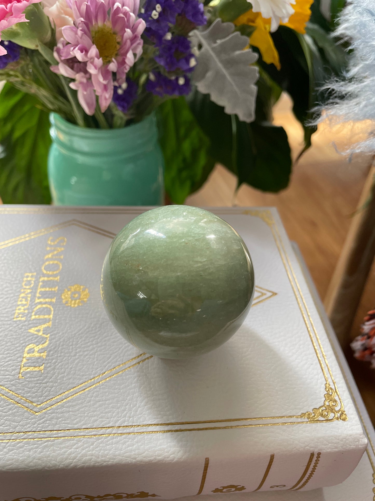 Green Aventurine Sphere Includes Wooden Holder