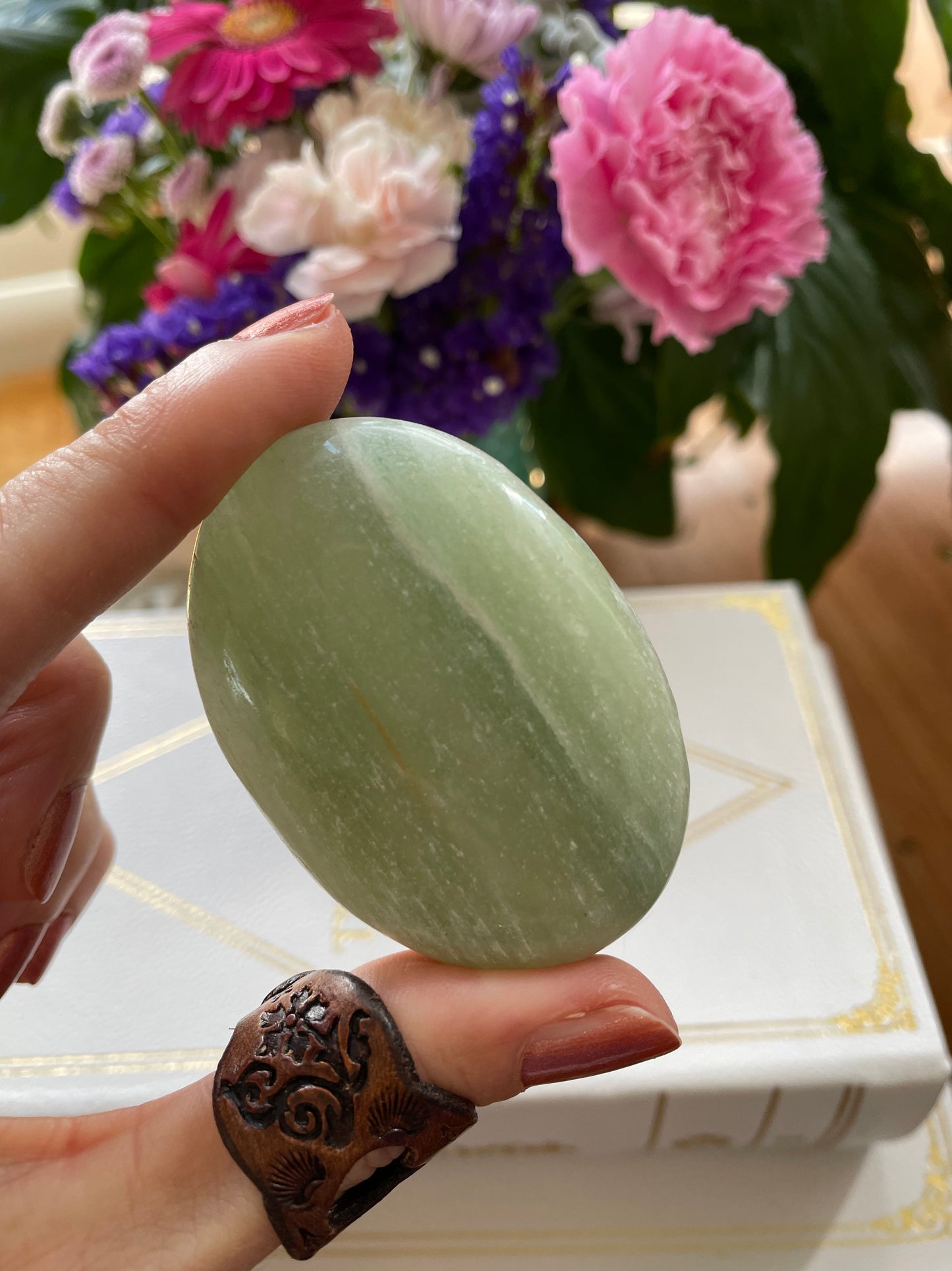 Green Aventurine Pillow Palm Stone