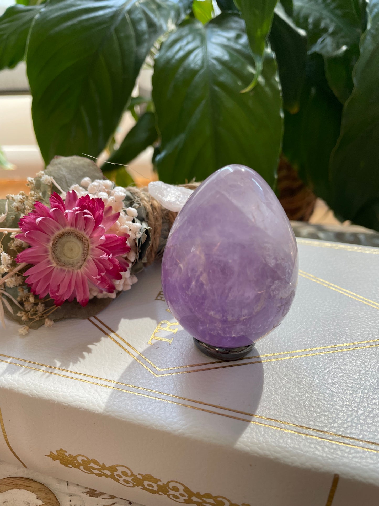 Amethyst Egg Includes Hematite Ring