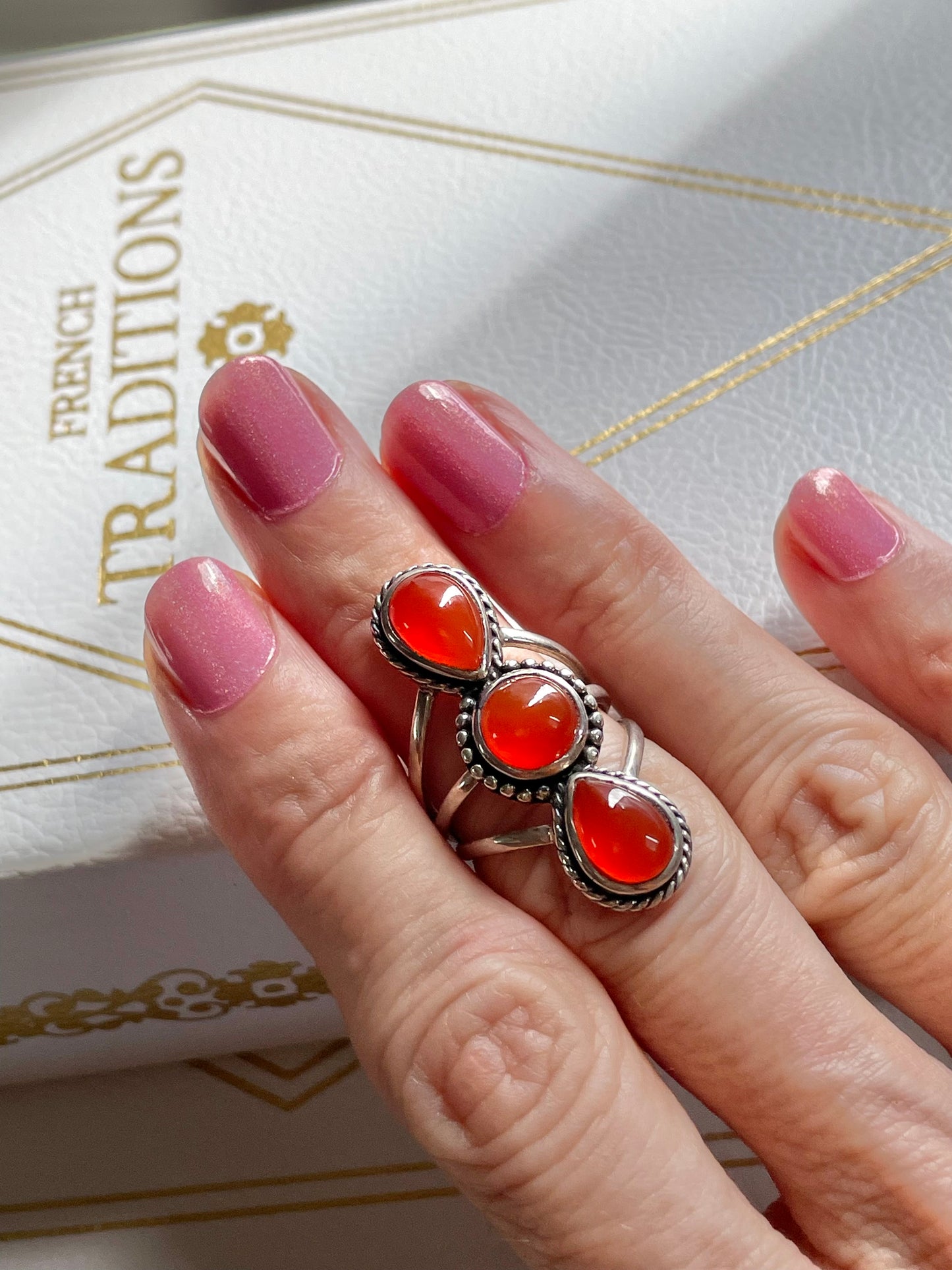 Carnelian Silver Fixed Ring