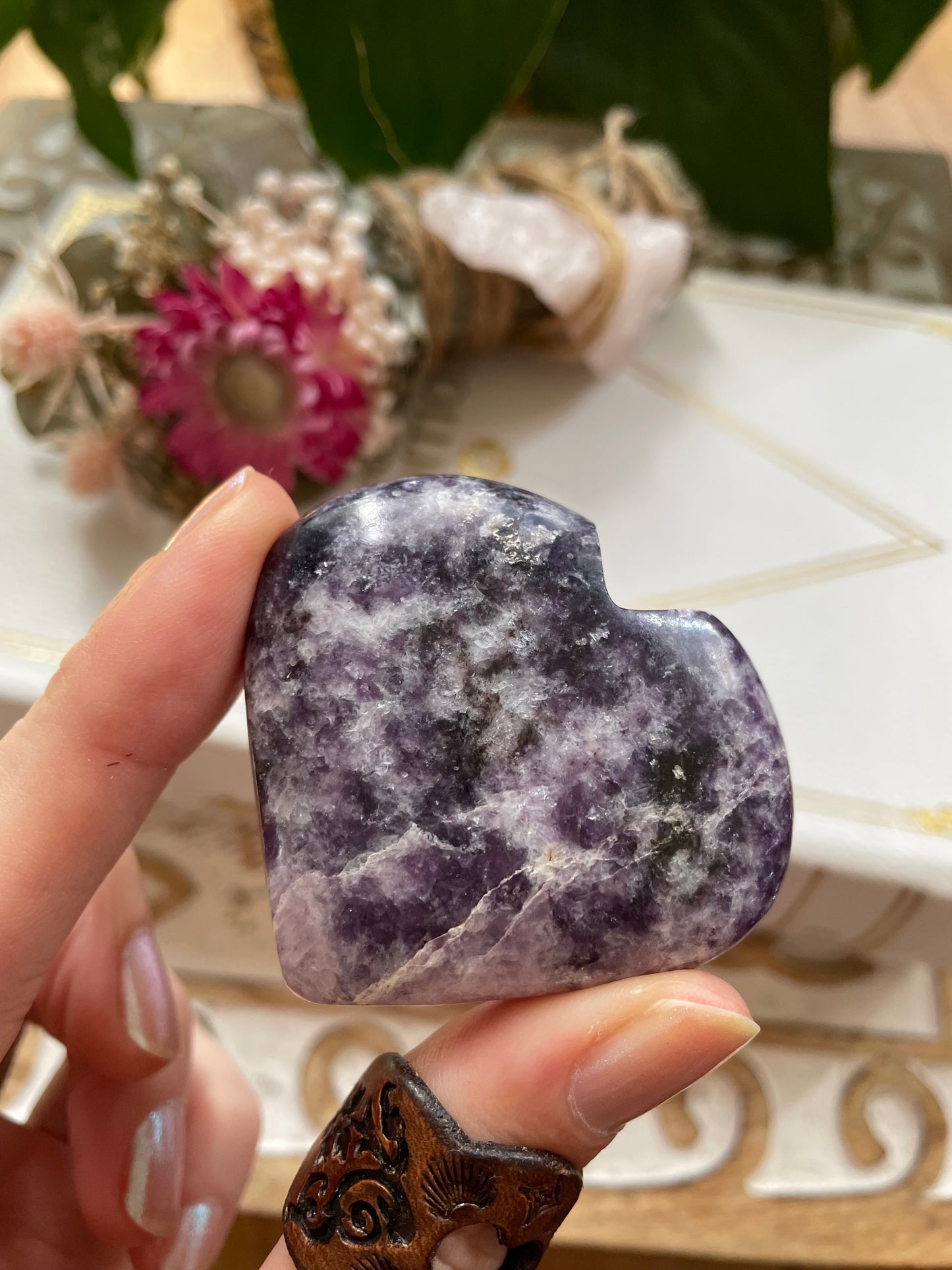 Lepidolite Heart