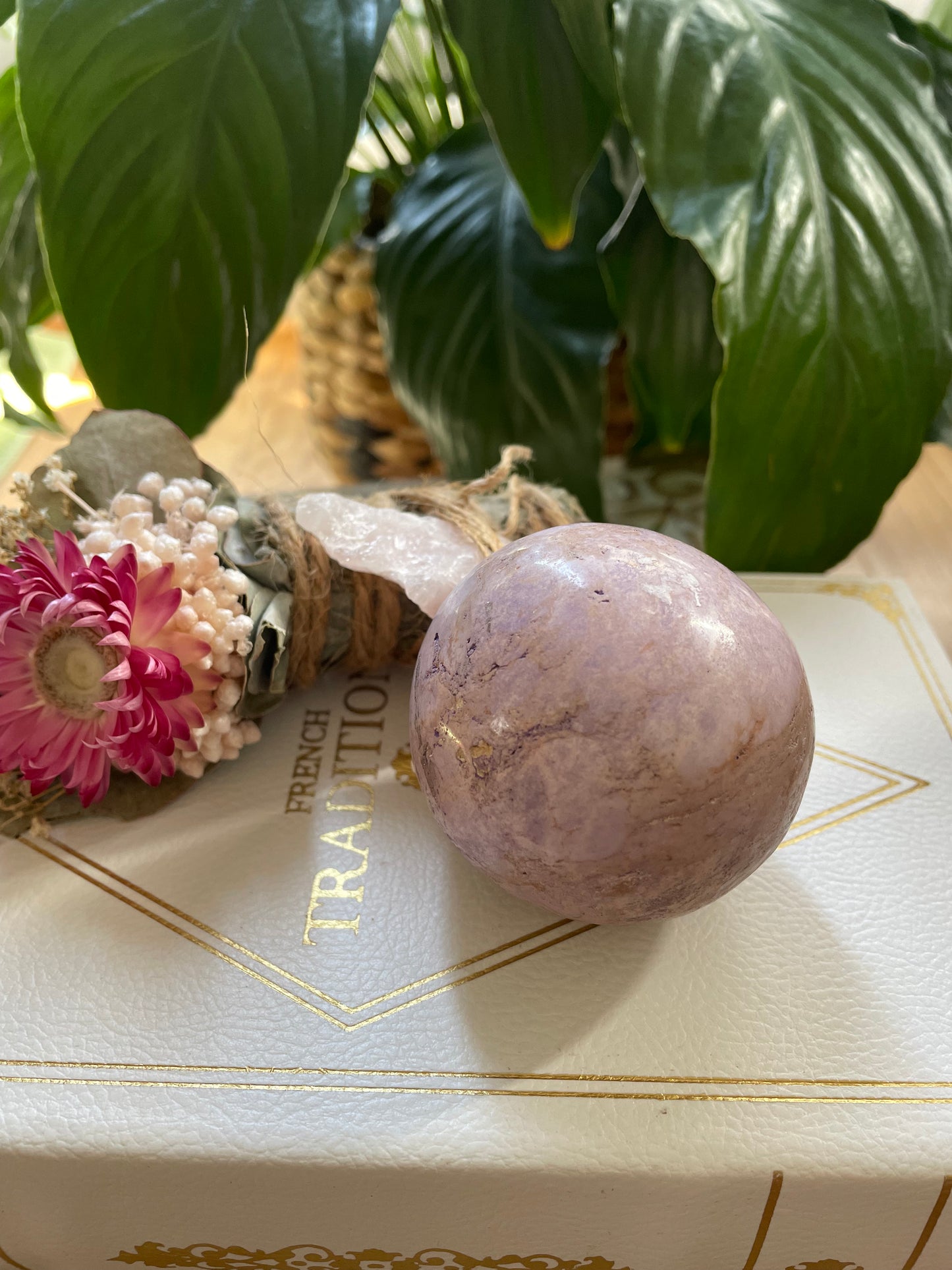 Phosphosiderite / Hope Stone Sphere Includes Wooden Holder