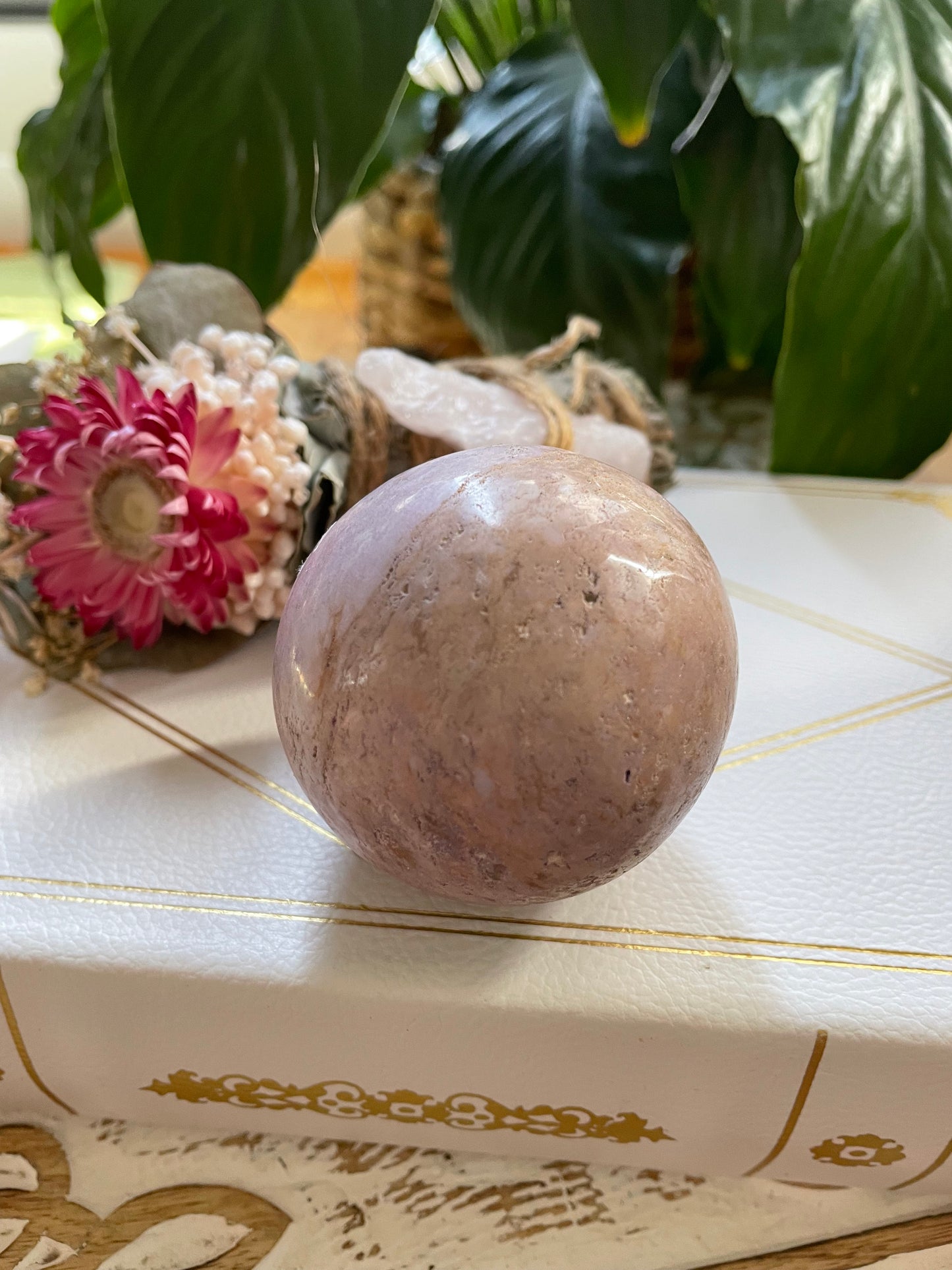 Phosphosiderite / Hope Stone Sphere Includes Wooden Holder