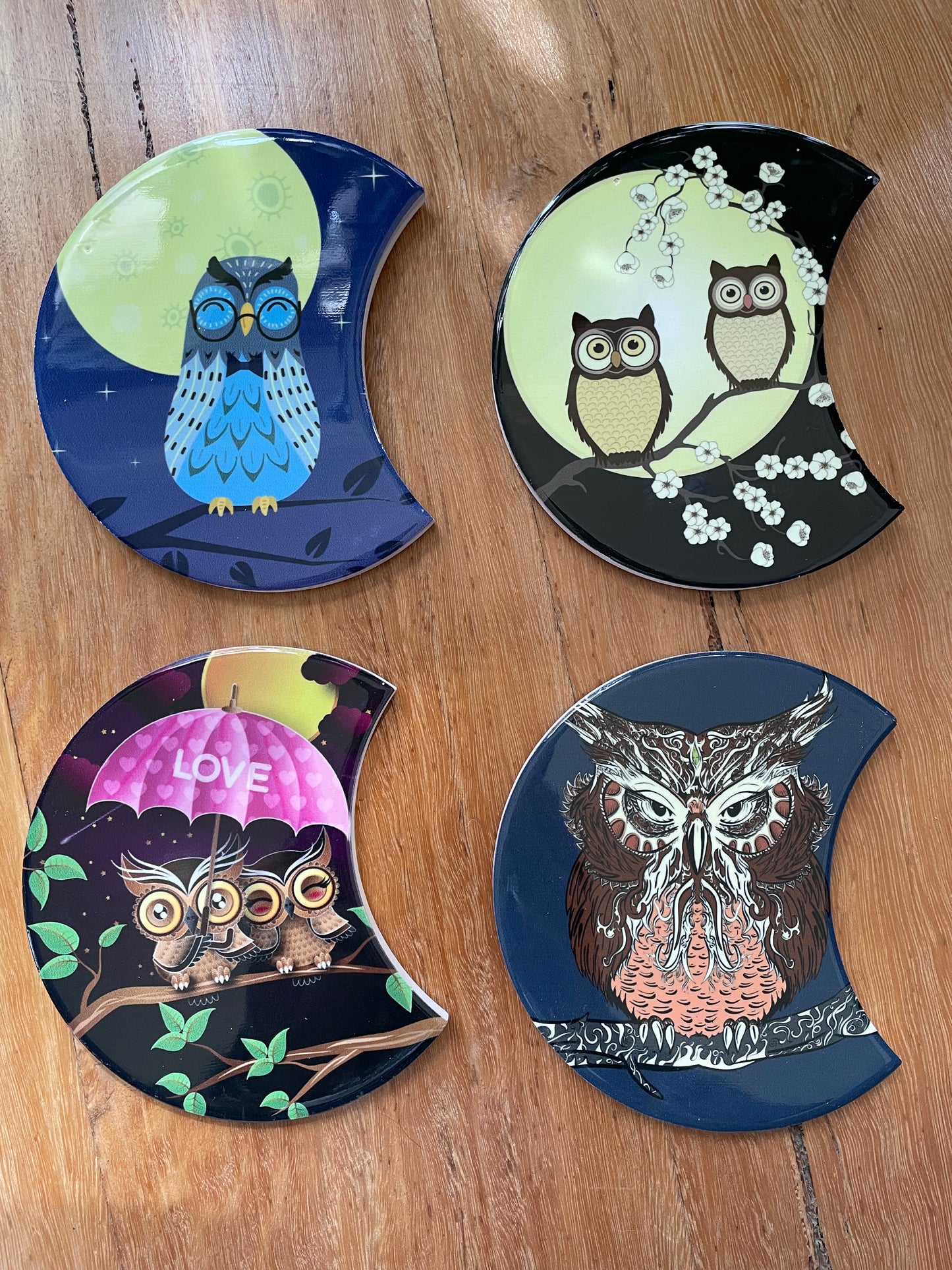 Set Of 4 Coasters ~ Totem Owl