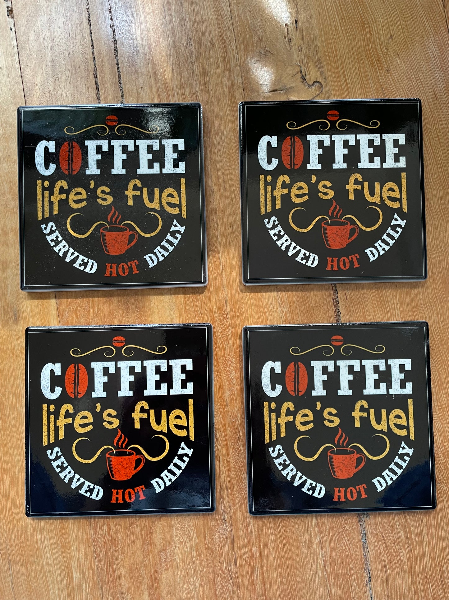 Set Of 4 Coasters ~ Coffee Addict