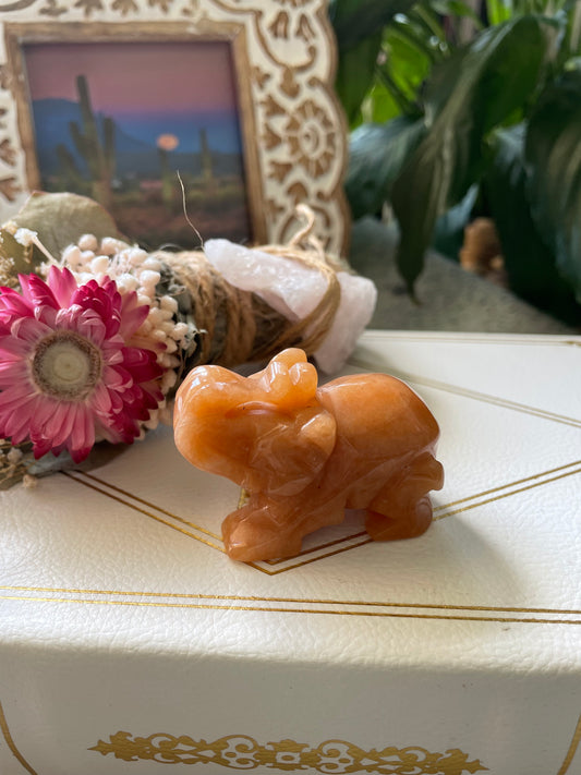 Orange Aventurine Elephant