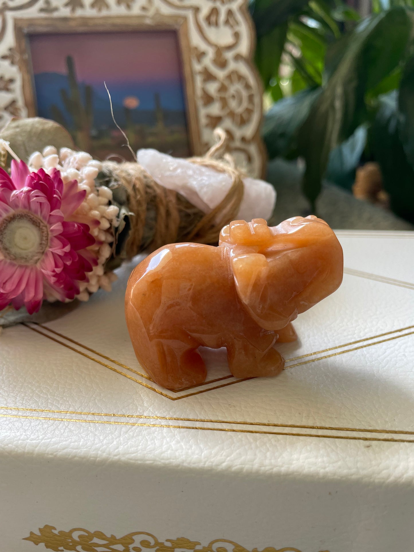 Orange Aventurine Elephant