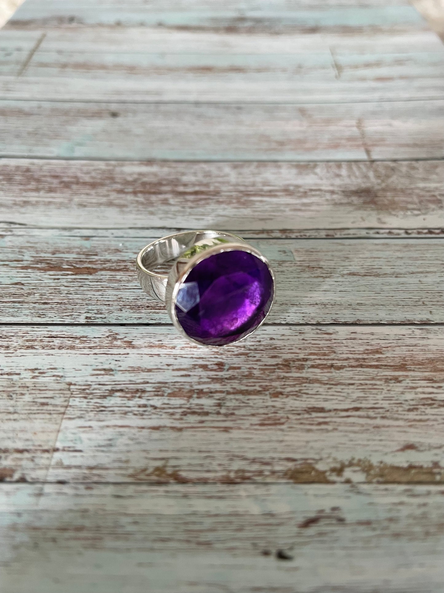 Sam ~ Amethyst Faceted Silver Ring