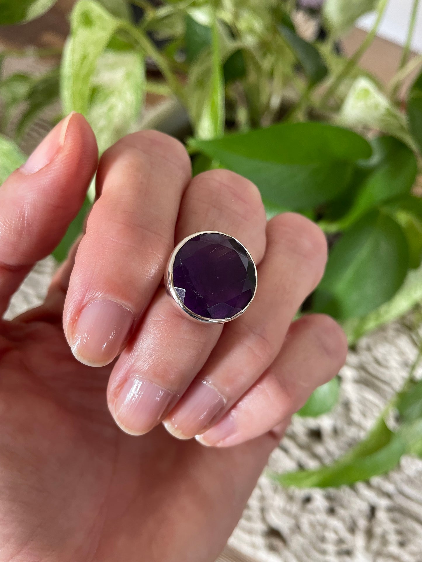 Sam ~ Amethyst Faceted Silver Ring