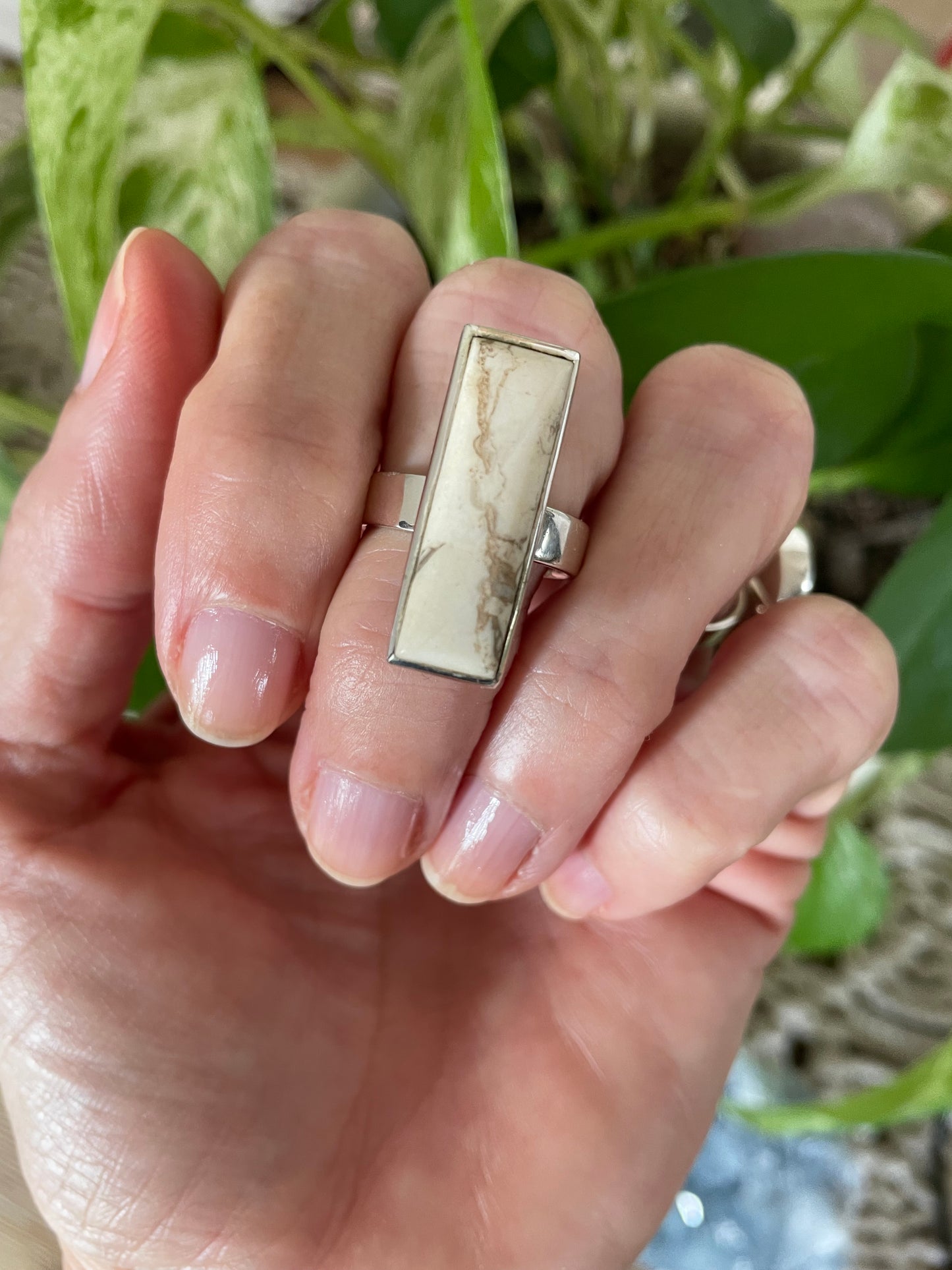 Sam ~ White Howlite Silver Ring