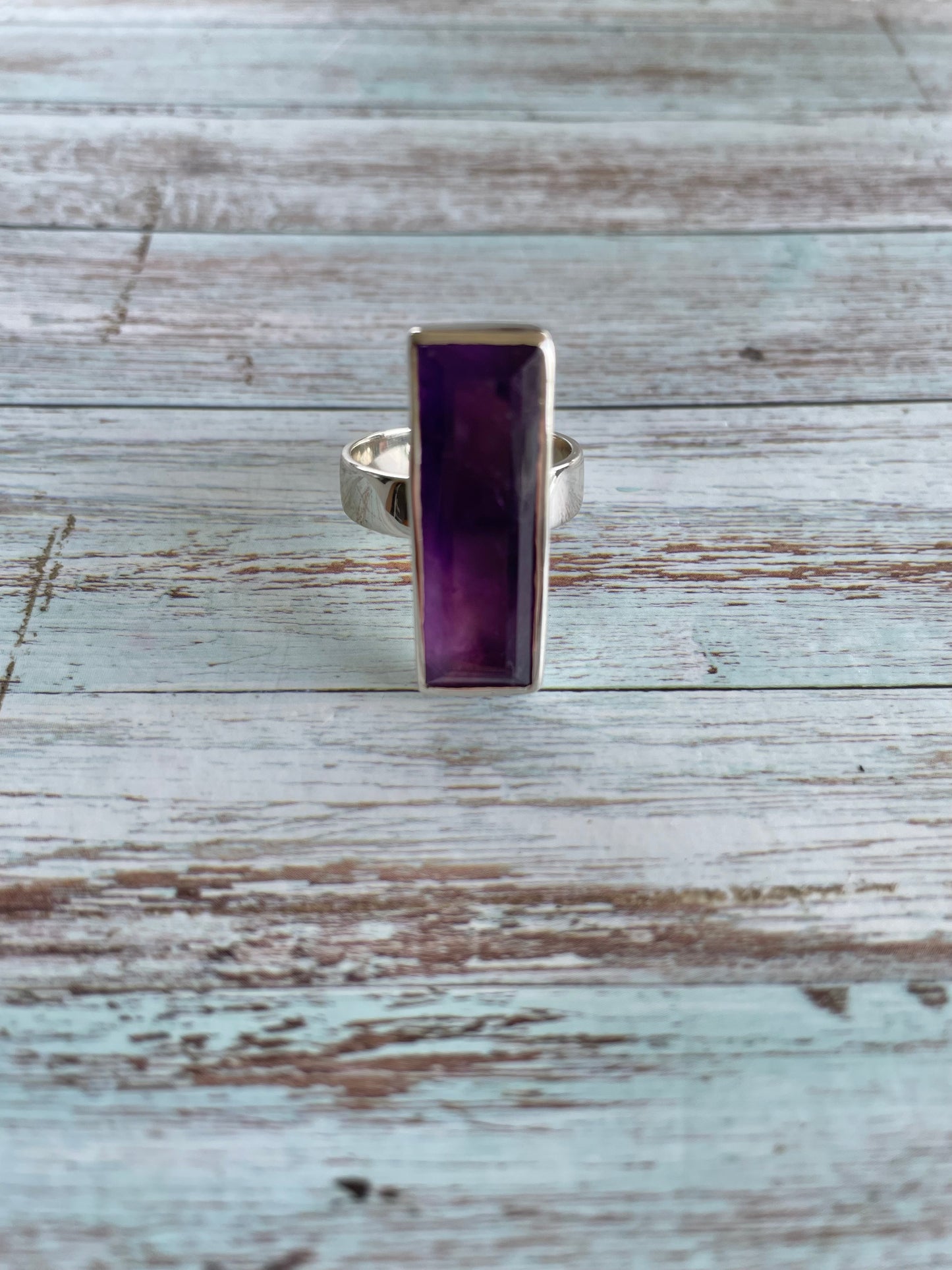 Sam ~ Amethyst Faceted Silver Ring