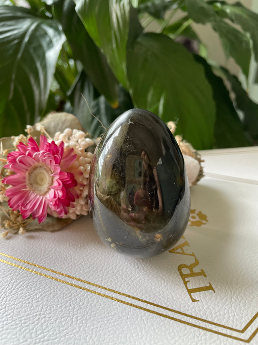 Labradorite Egg Includes Hematite Ring