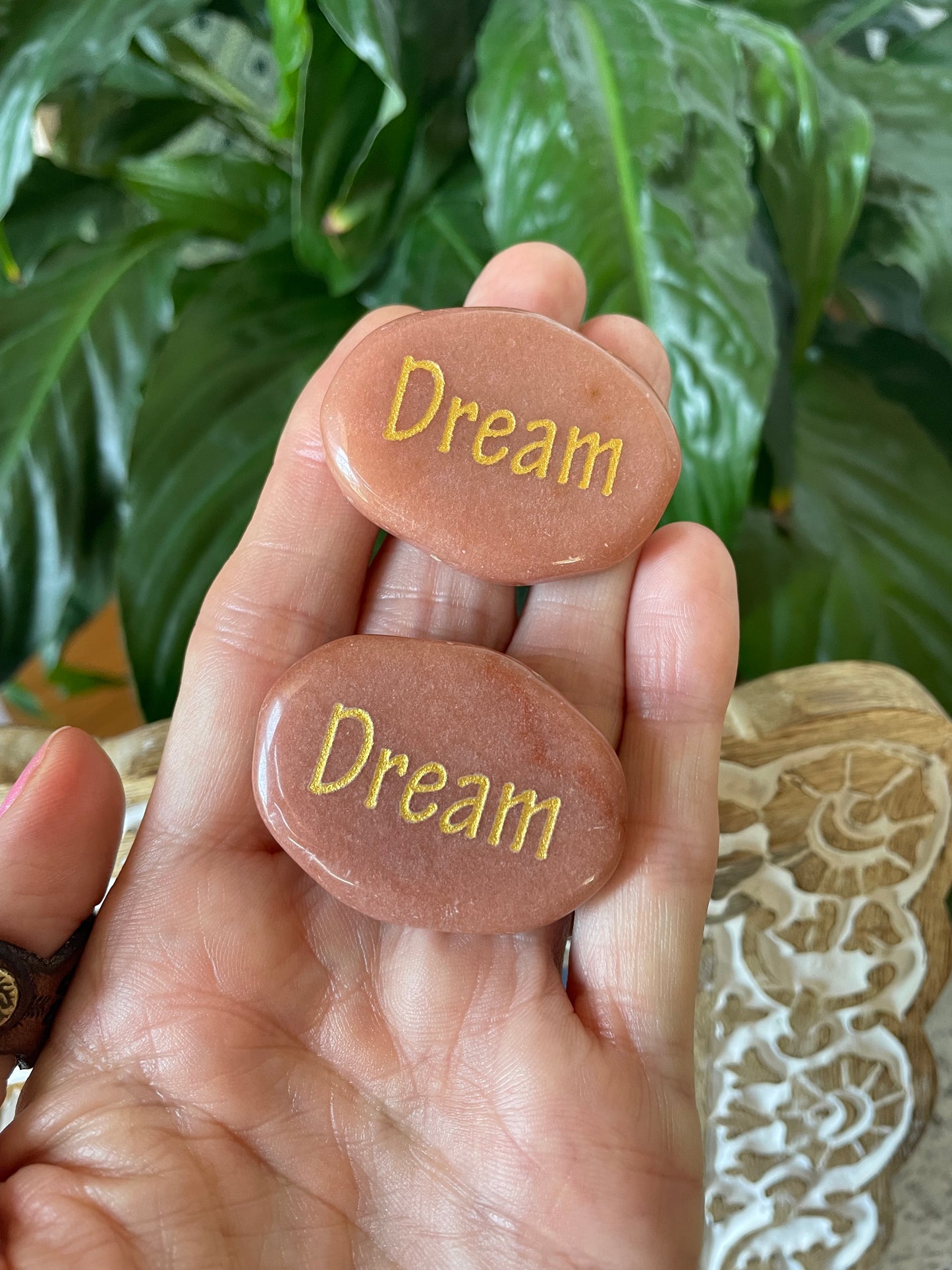 INTUITIVELY CHOSEN ~ Peach Aventurine Thumb/Worry Stone - Dream