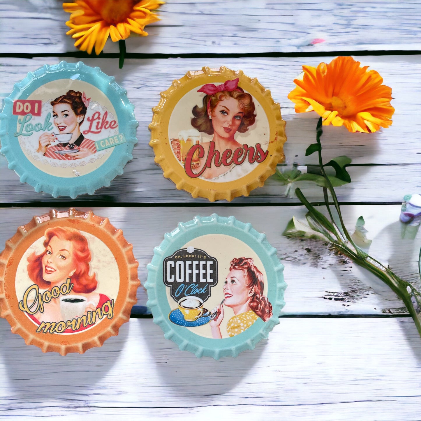 Set Of 4 Coasters ~ Retro Woman