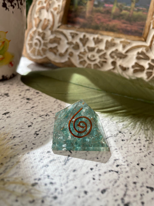 Pyramid Small ~ Blue Obsidian Orgone