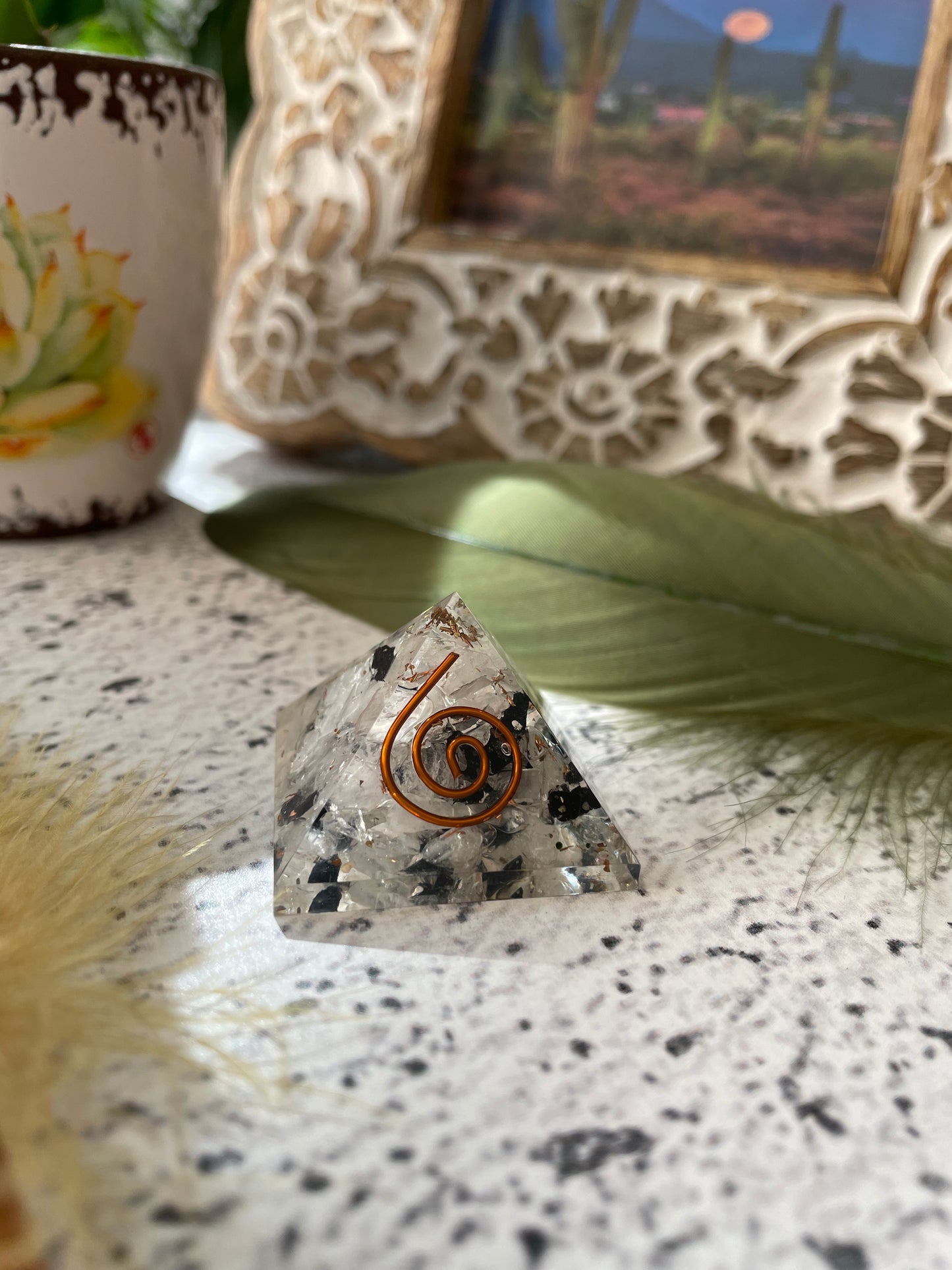 Pyramid Small ~ Rainbow Moonstone Orgone