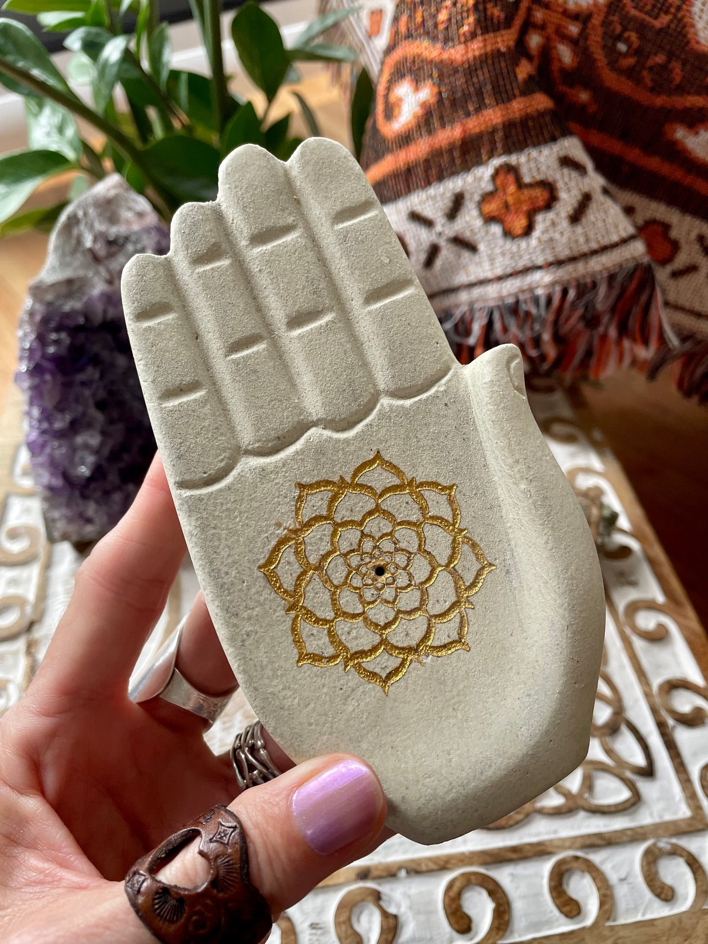 Stone Lotus Incense Holder