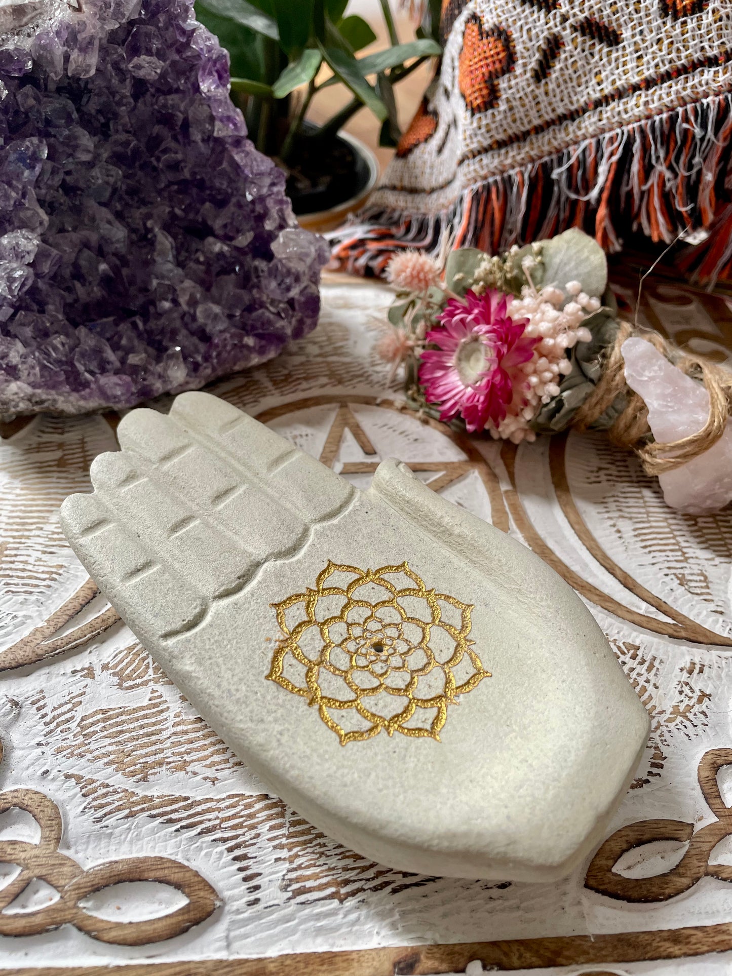 Stone Lotus Incense Holder