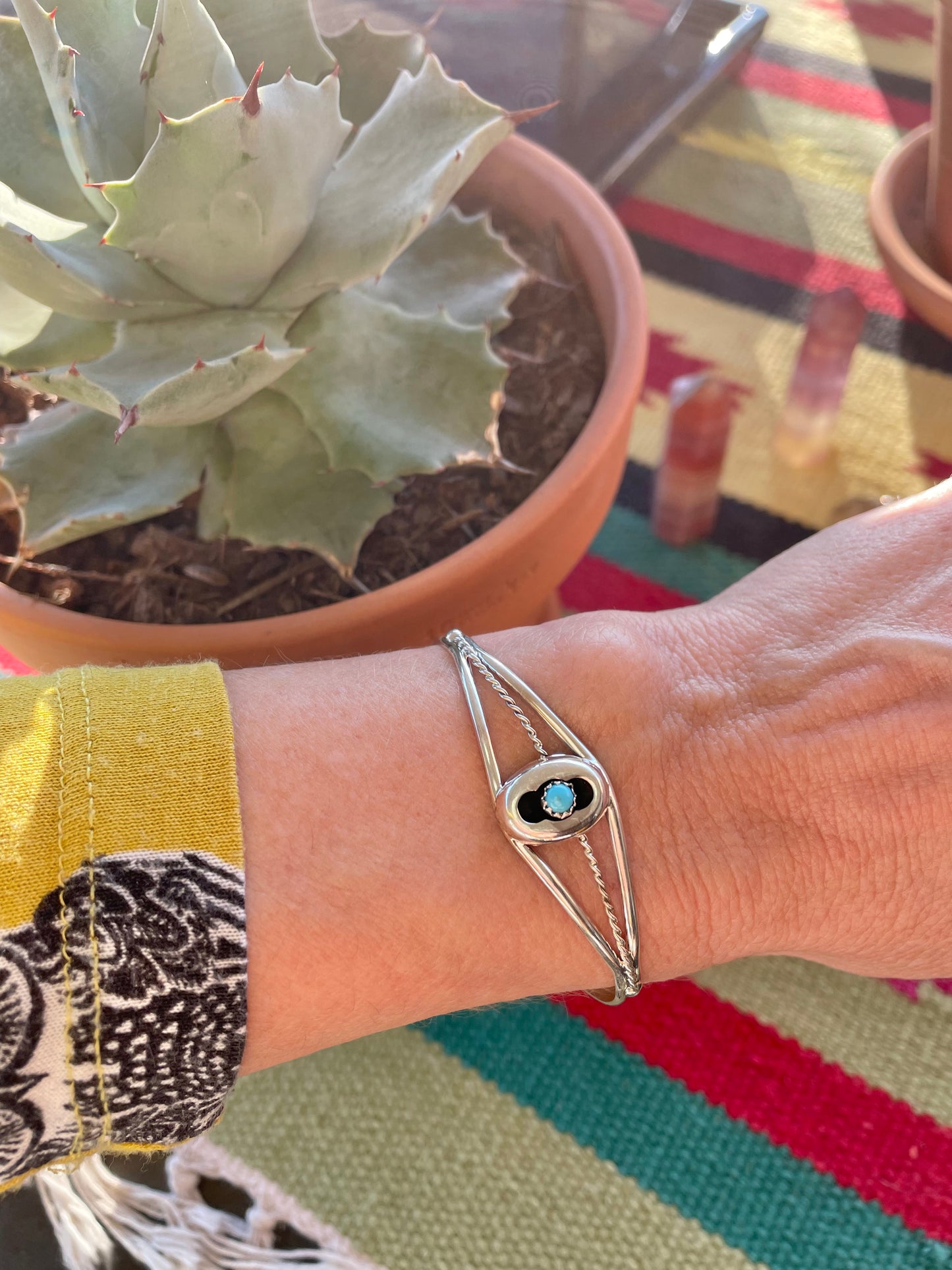 Navajo Shadow Box Cuff ~ Kingman Turquoise