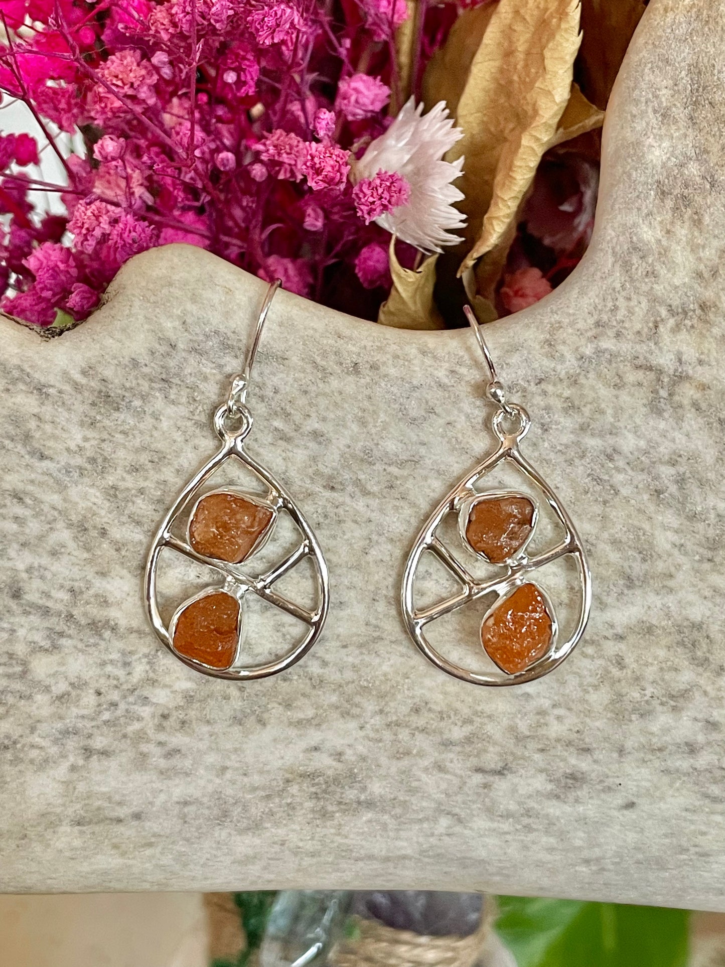 Orange Garnet Raw Silver ~ Happiness