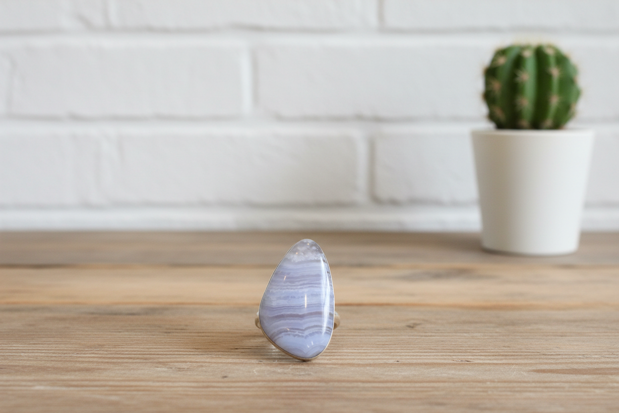 SweetGrass Studio ~ Blue Lace Agate Ring ~ size 7.5