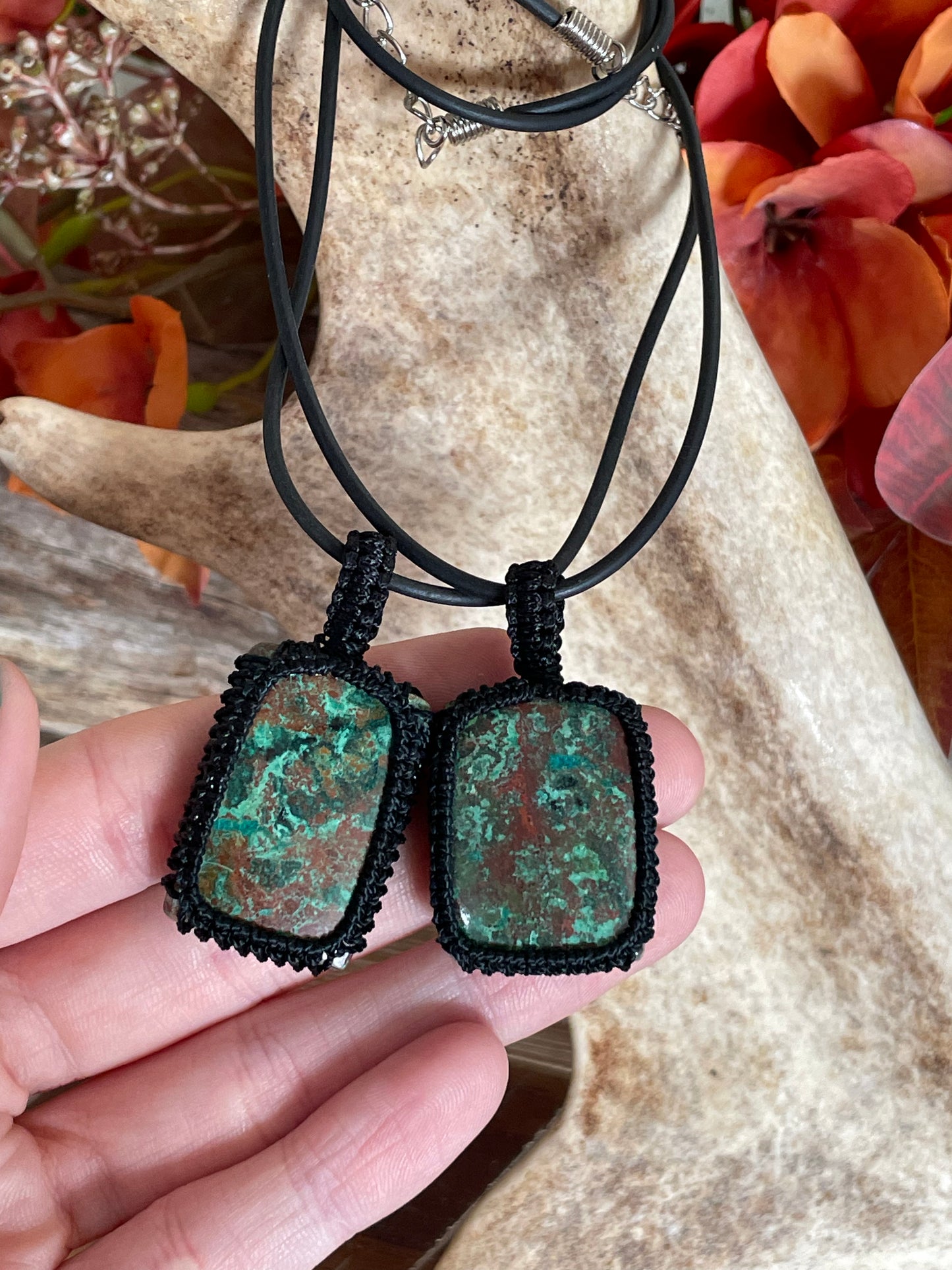 Macrame Pendant ~ Chrysocolla ~ Goddess