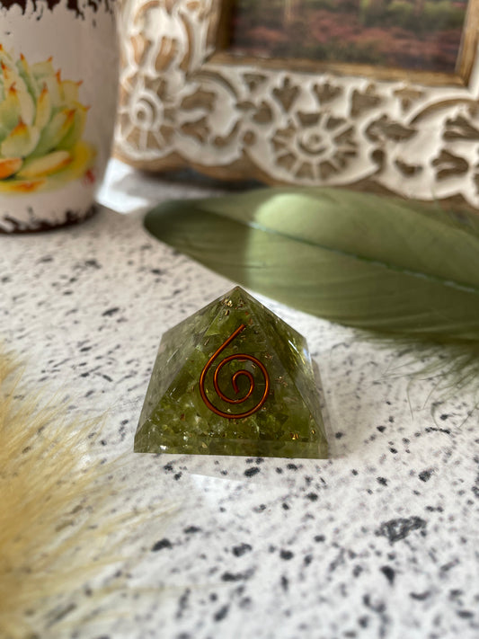 Pyramid Small ~ Peridot Orgone