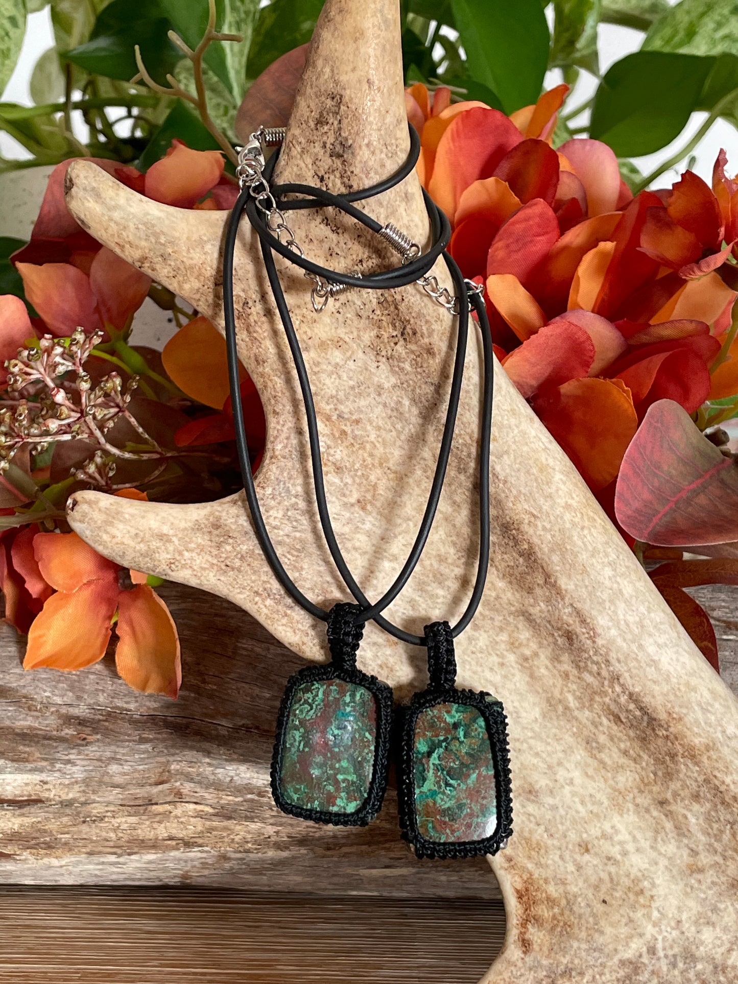 Macrame Pendant ~ Chrysocolla ~ Goddess