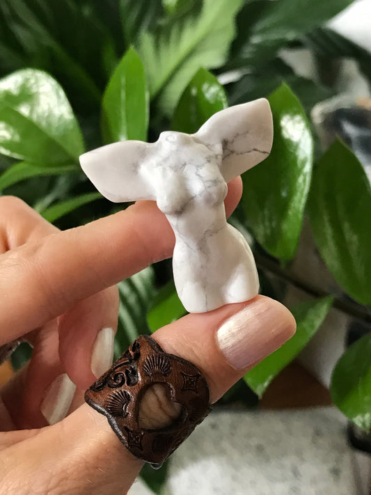 Intuitively Chosen Winged Goddess ~ White Howlite