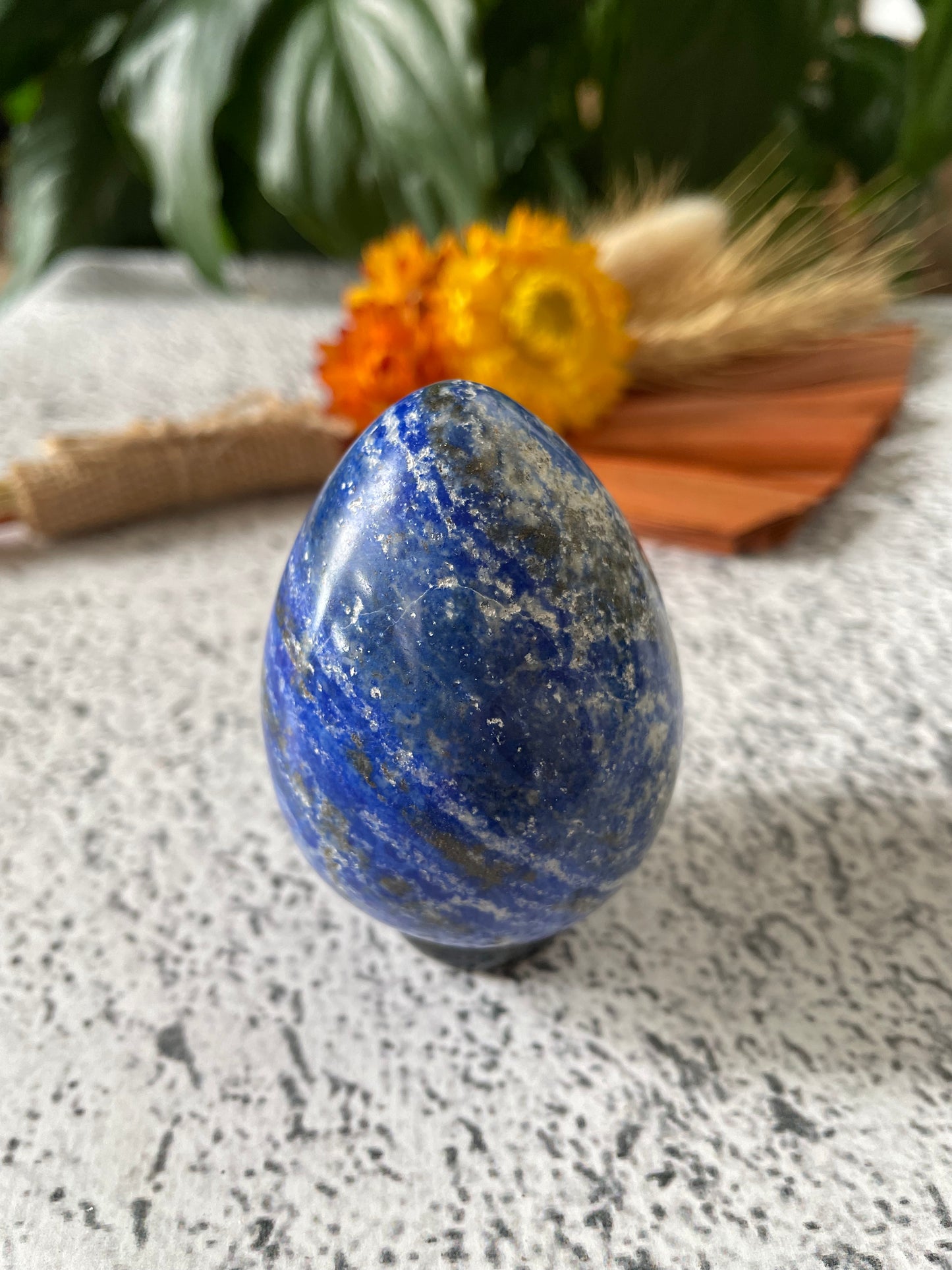 Lapis Lazuli Egg Includes Hematite Ring