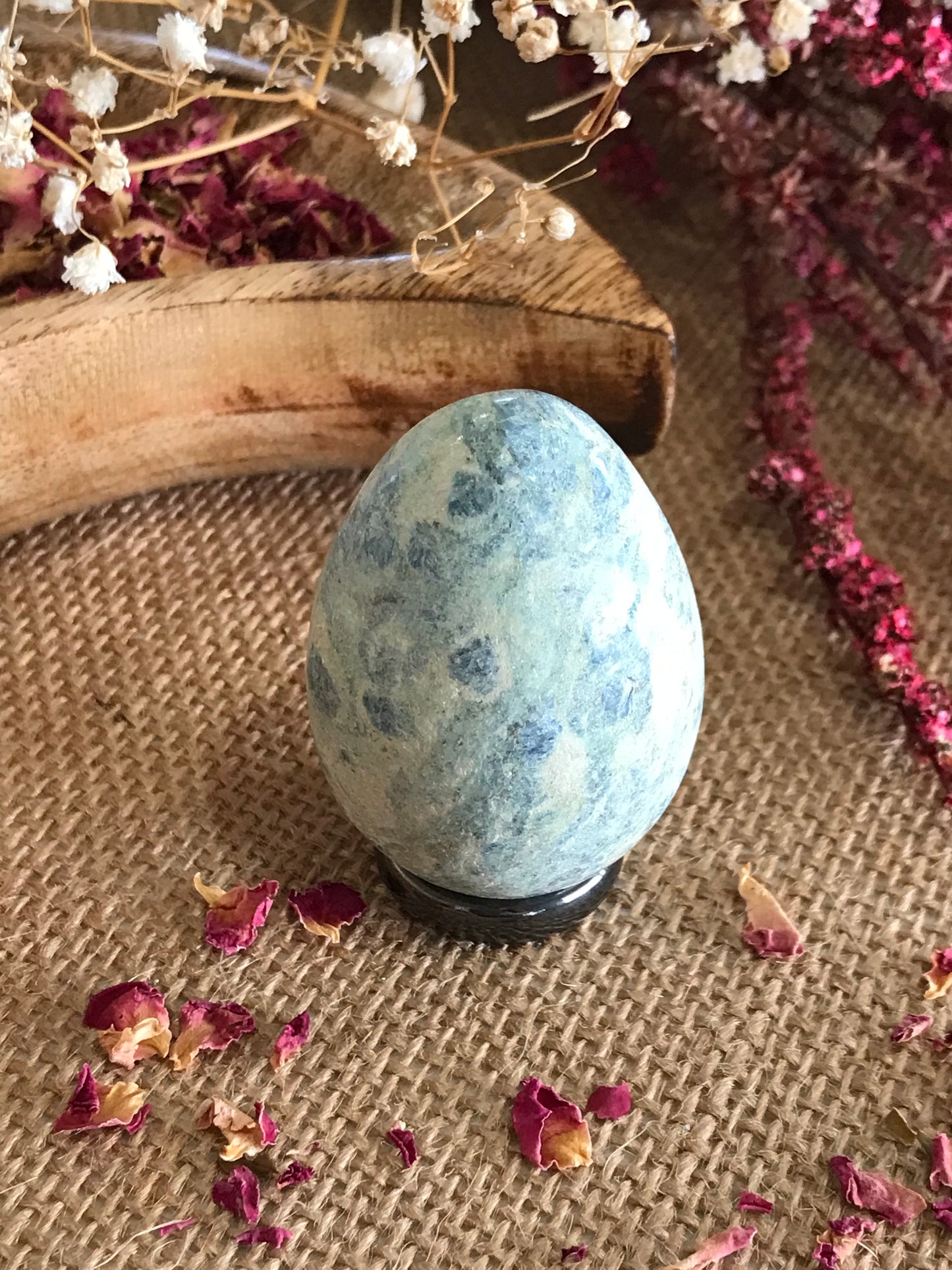 Ruby Fuchsite Egg Includes Hematite Ring