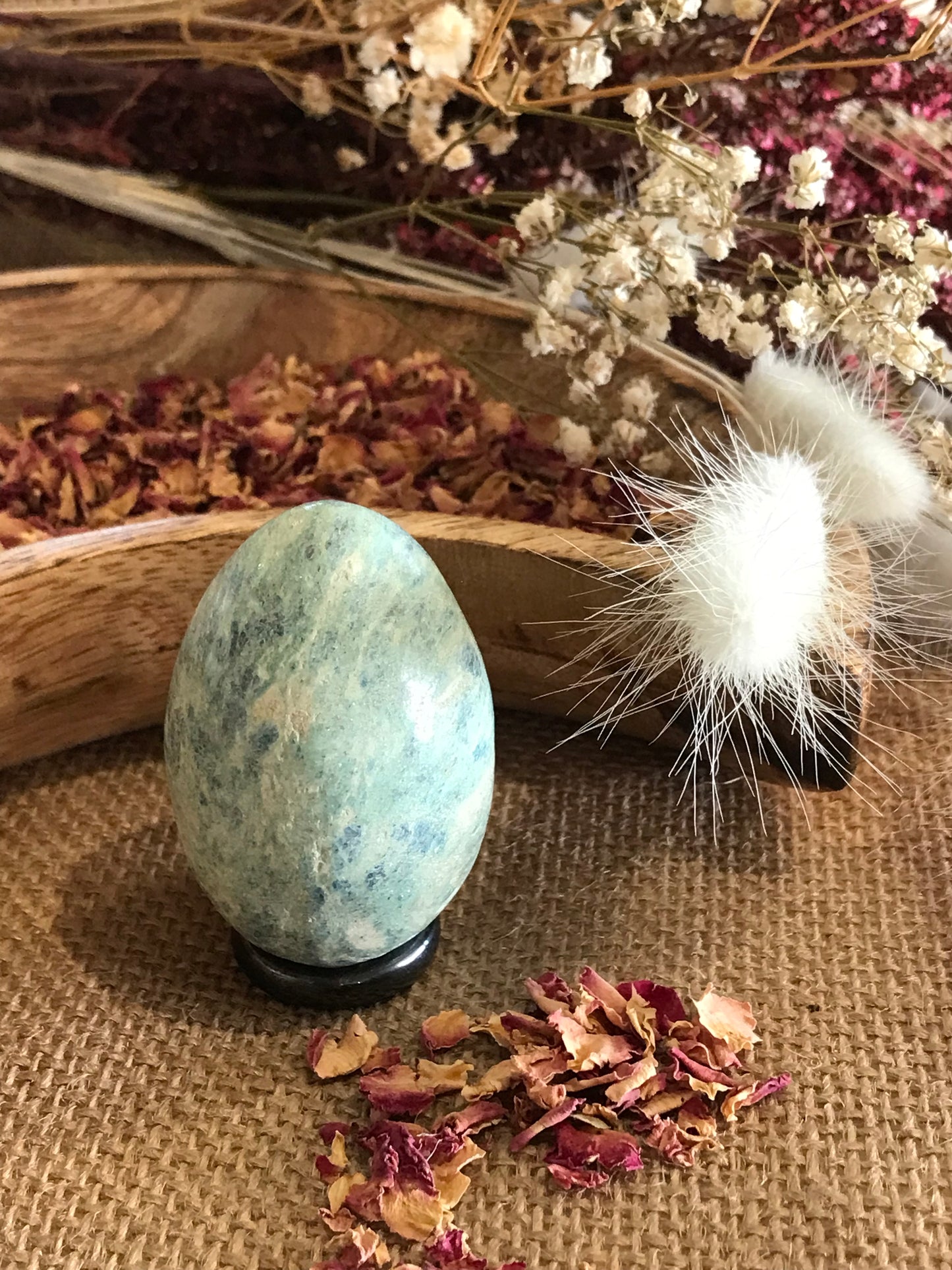 Ruby Fuchsite Egg Includes Hematite Ring