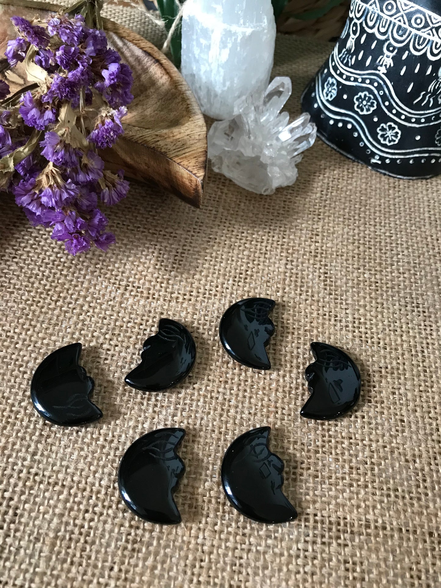 INTUITIVELY CHOSEN ~ Black Agate Crescent Moon