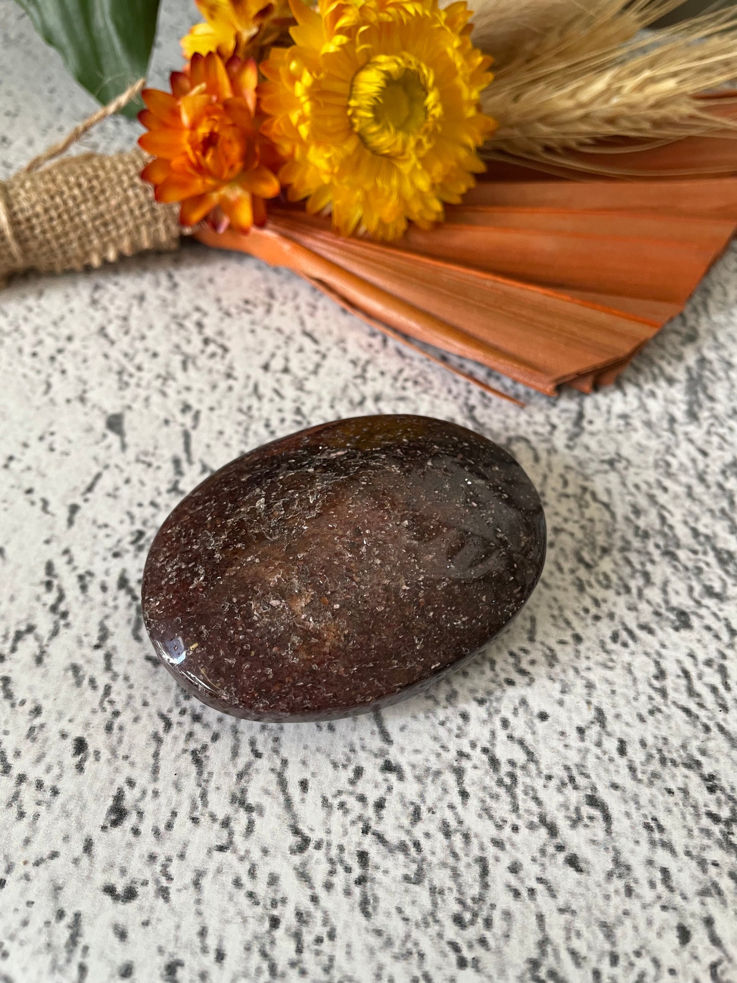 Strawberry Quartz Pillow Palm Stone